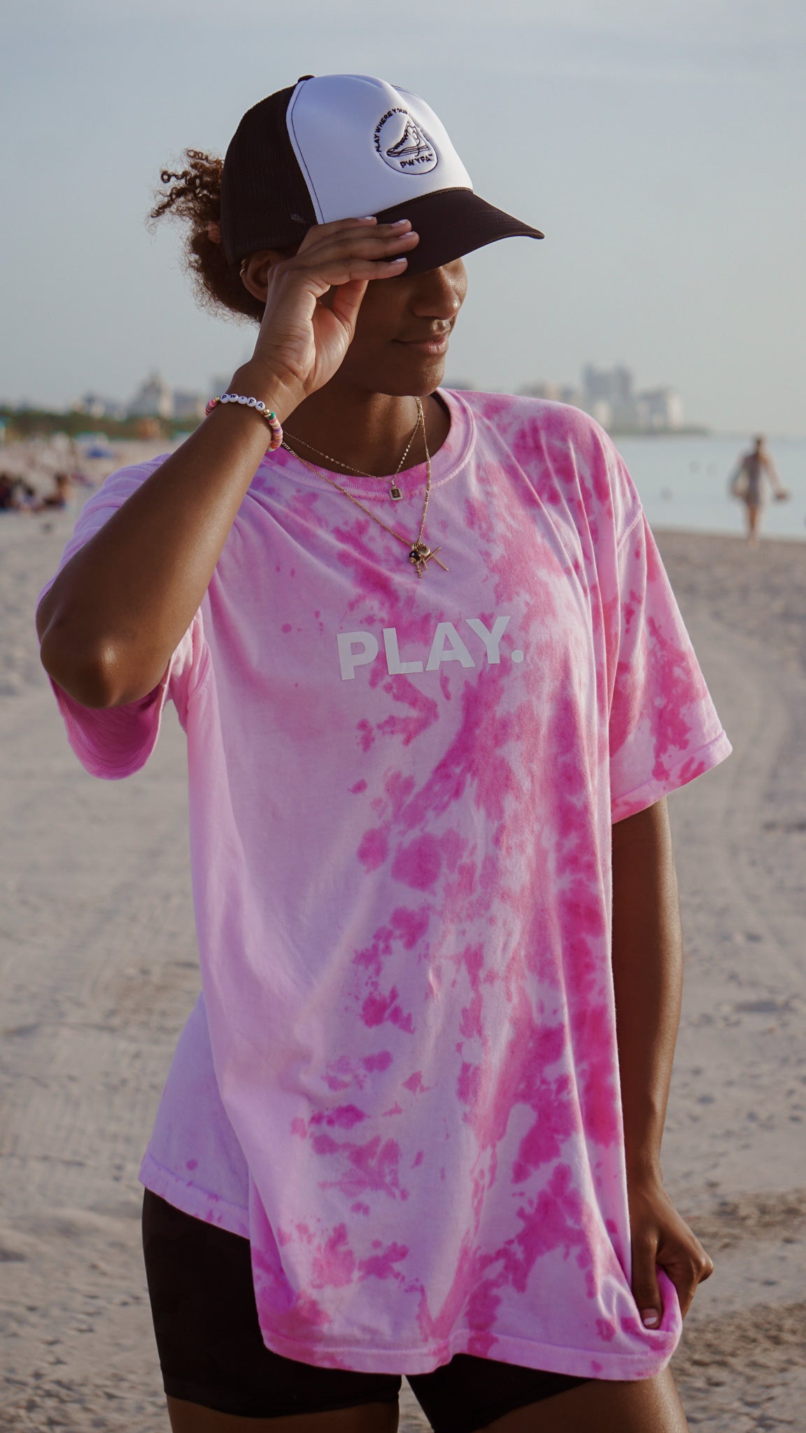 PINK "PLAY." Half-Dye T-Shirt