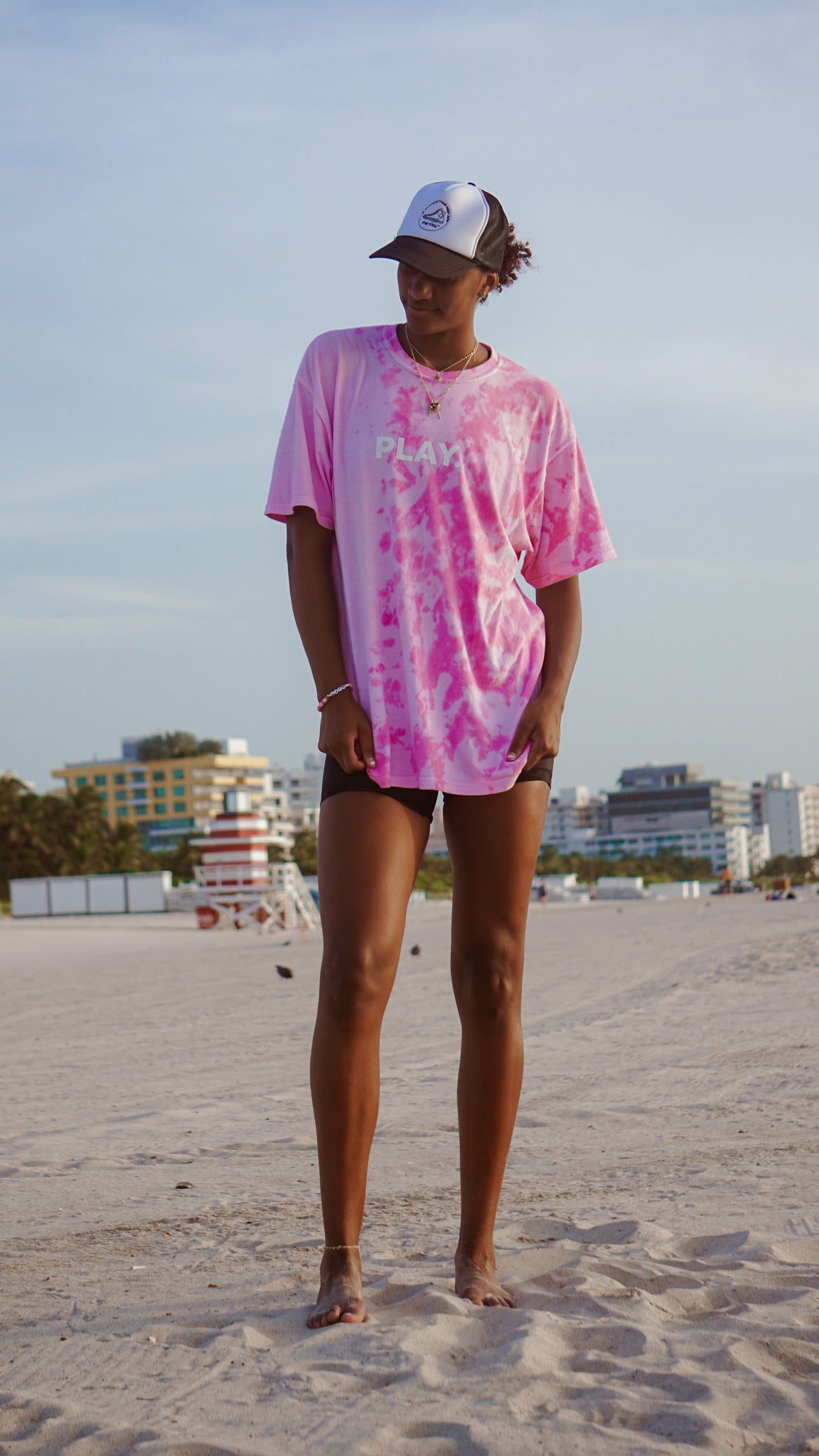 PINK "PLAY." Half-Dye T-Shirt
