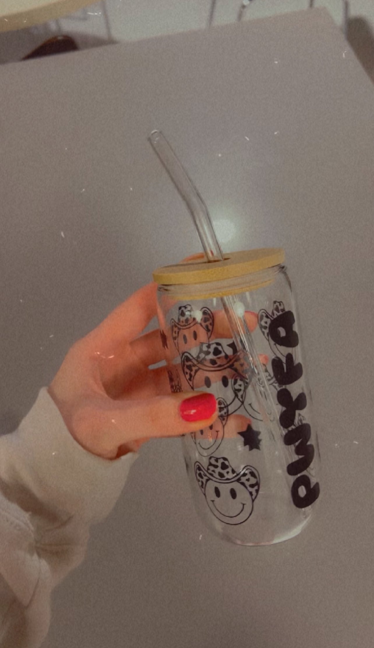 Cowboy Smiley Glass Cup